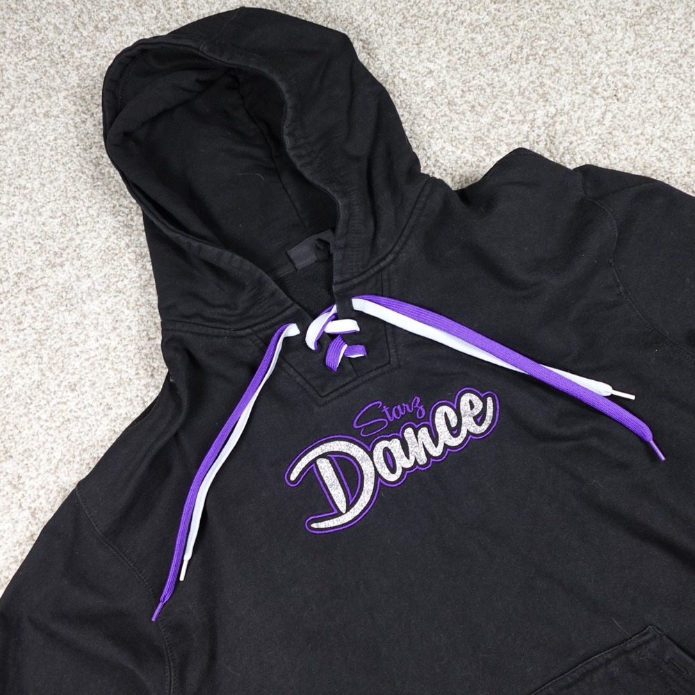Pennant Sportswear Starz Dance Lace Up Hoodie Black Purple Glitter Womens 2XL